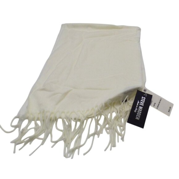 Steve Madden Mid Weight Solid Muffle Scarf, Ivory, OS-Made in Italy - Picture 4 of 8